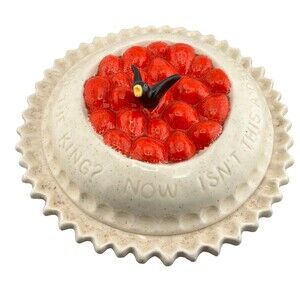 Vtg Ceramic Covered Apple Pie Plate Recipe Dish Hand Painted Bird Cottage Granny